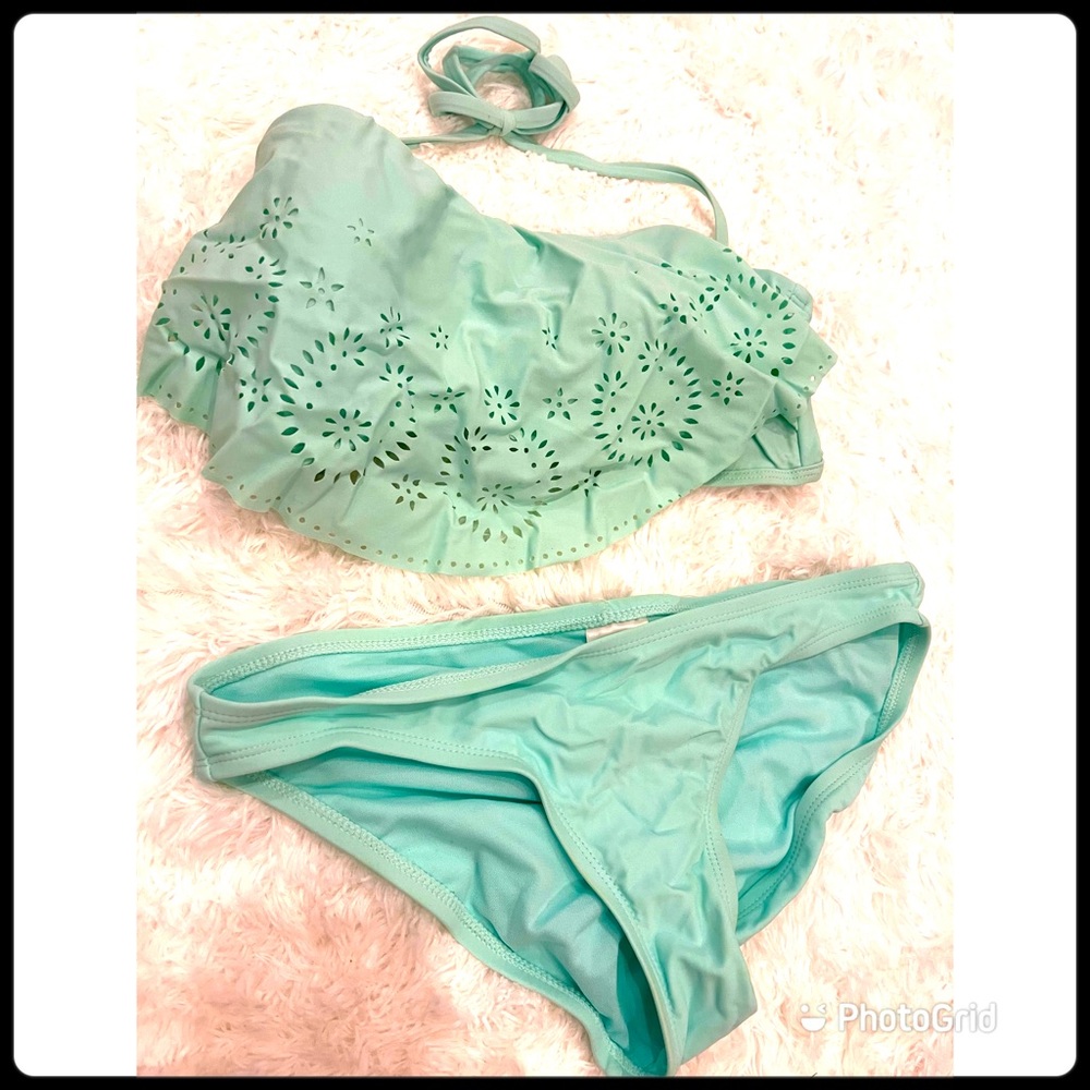 Xhiliration mint strapless halter bikini M L